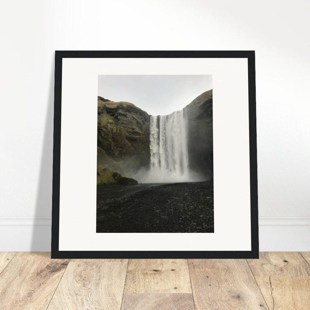 Iceland Skogafoss Waterfall Framed Poster – Ready-to-hang Black Frame ...