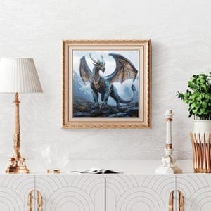 Blue Dragon Fantasy Wall Art Print, Mystic Fantasy Decor for Home ...