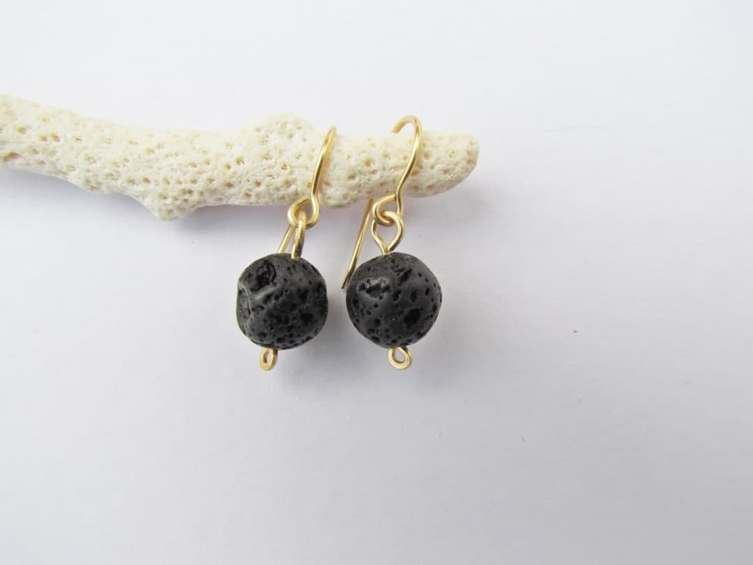 Minimalist Lava Stone Earrings – Natural Volcanic Rock Jewelry ...