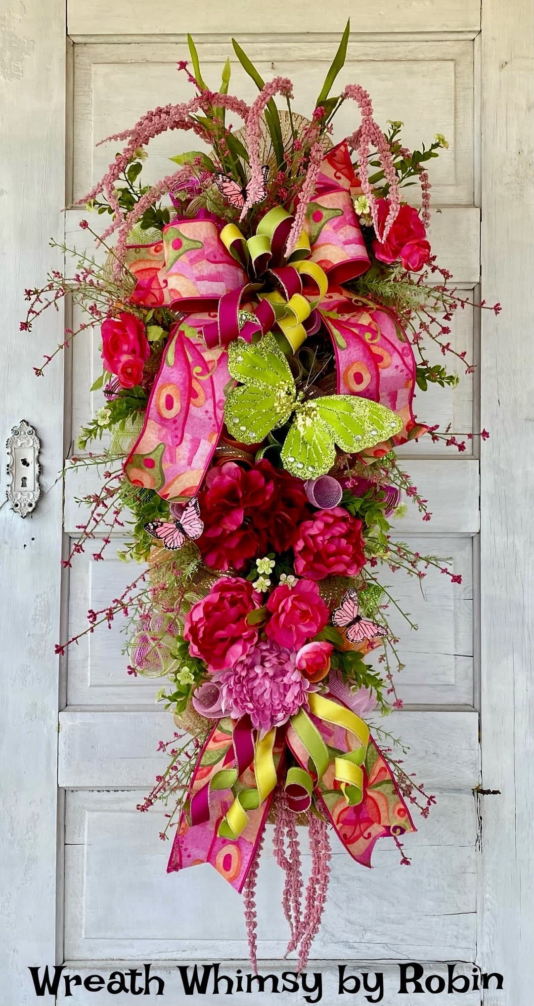 Summer Floral Door Swag, Summer Wreath, Butterfly Door Swag, Butterfly ...