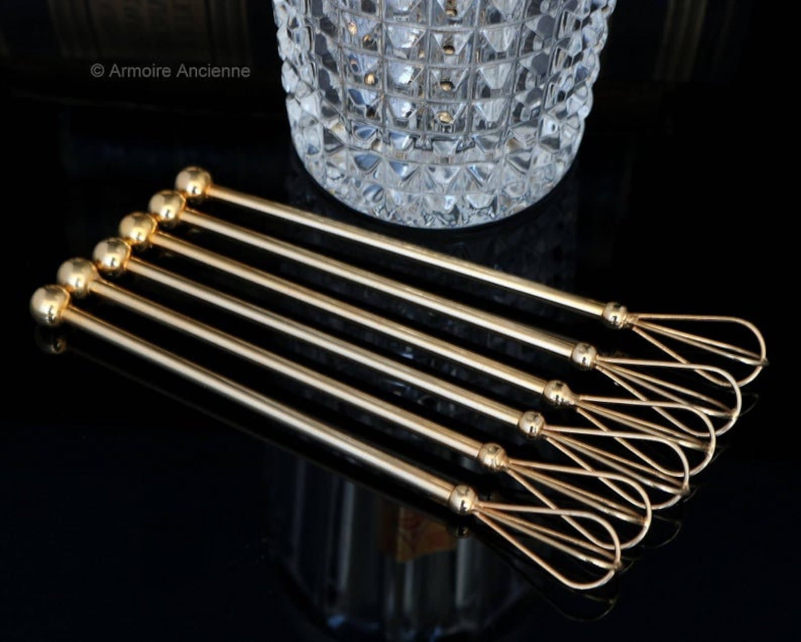 6x Champagne Swizzle Sticks 24K Gold-plated Cocktail Whisk - Etsy