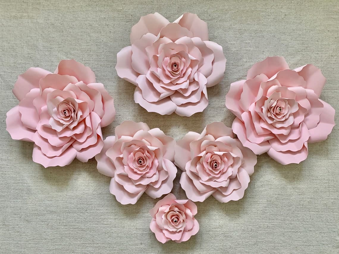 Handmade Paper Flower Set Paper Roses Floral Backdrop - Etsy