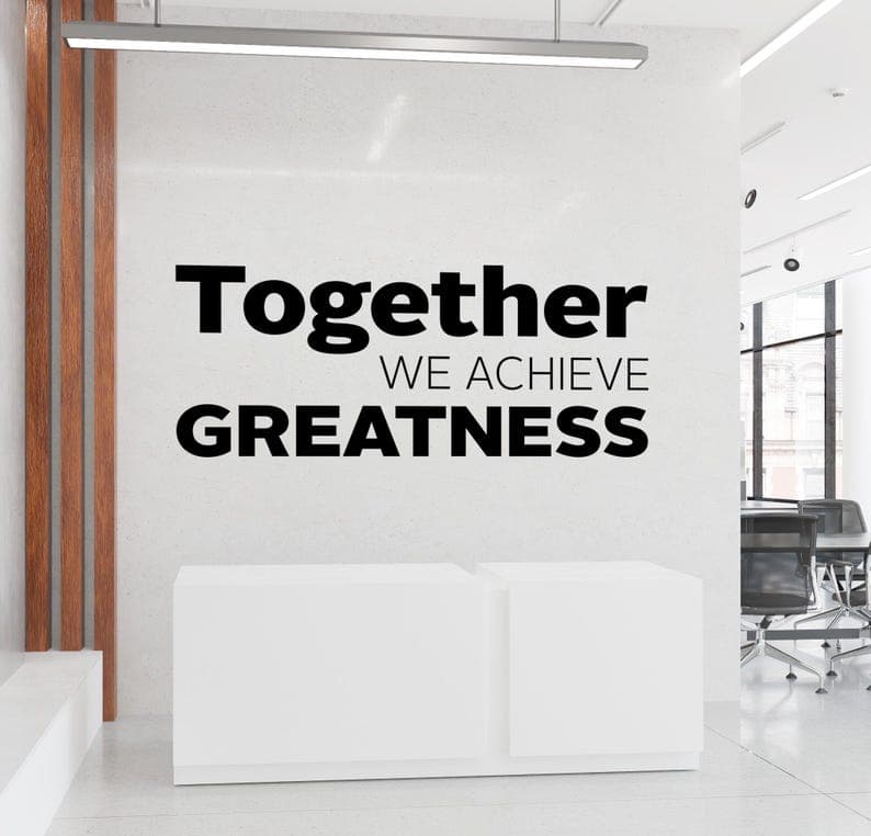 Motivational Office Wall Decal: "together We Achieve Greatness" - Etsy