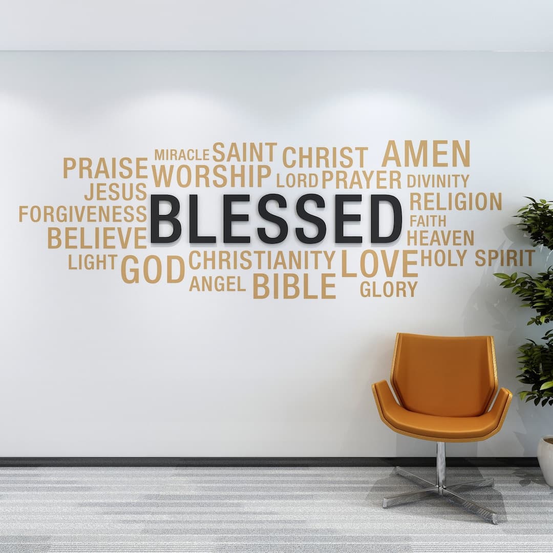 Blessed Word Cloud, Church Sanctuary Wall Art, Religious Wall Sign ...