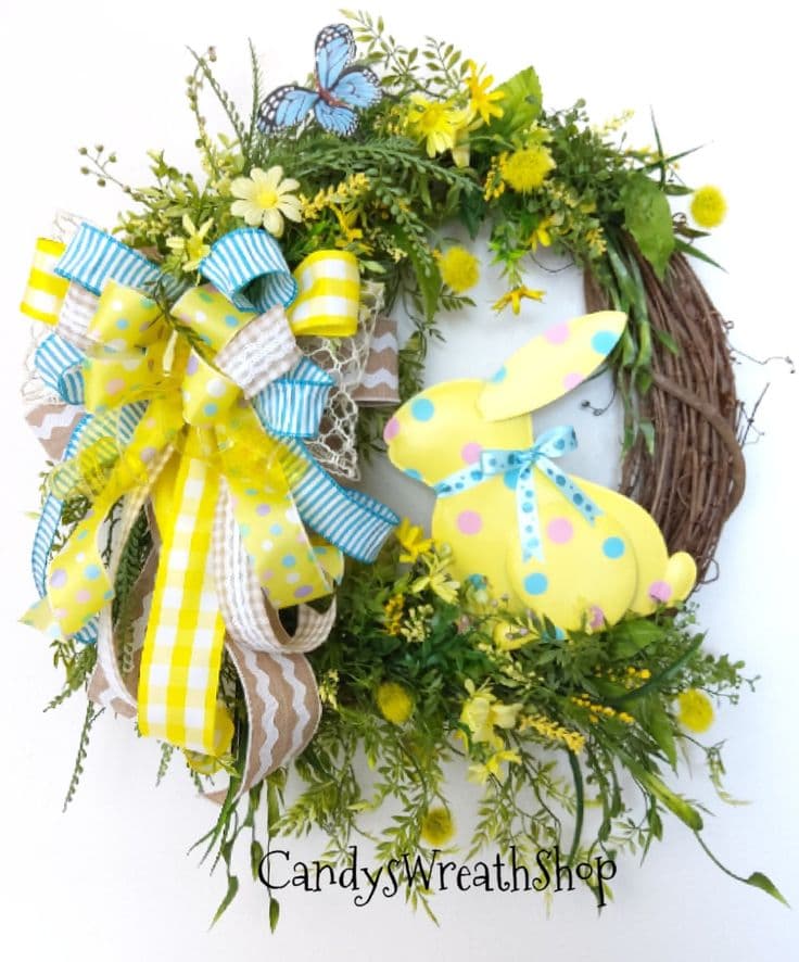 SALE, Easter Wreath, Spring Wreath, Floral Grapevine Wreath, Bunny ...