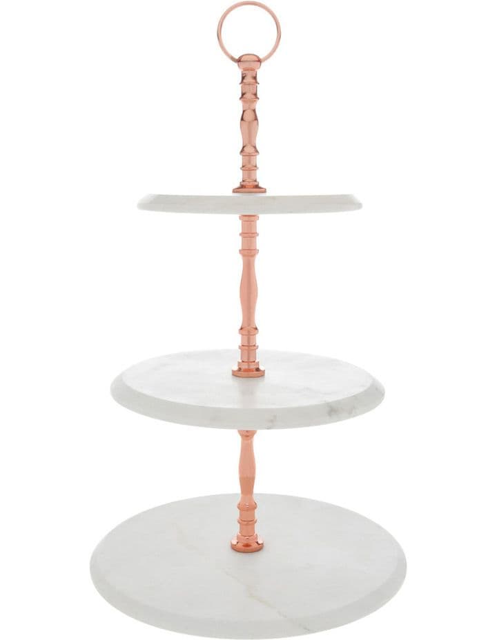Marble 3 Tier Cake Stand with Copper Handle - Heritage Collection