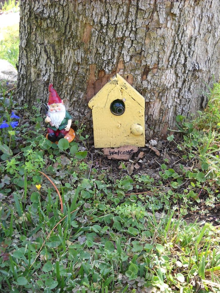 gnome door made from birdhouse | Gnome garden, Bird houses, Gnome door