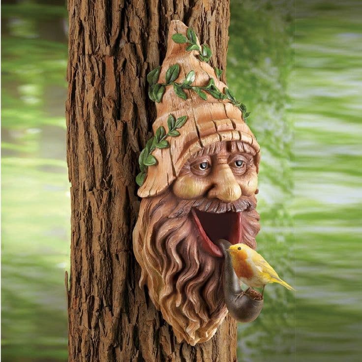 Collections Etc Tree Mounted Gnome Bird House | Bird house, Garden art ...