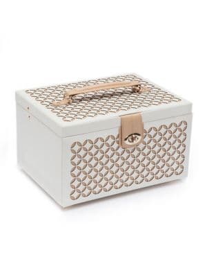 Wolf Chloe Medium Leather Jewelry Box In Cream | ModeSens | Leather ...