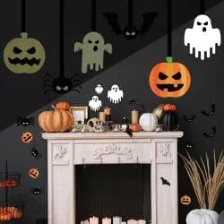 Halloween Pumpkin Faces Glow in the Dark Peel and Stick Wall Decal ...