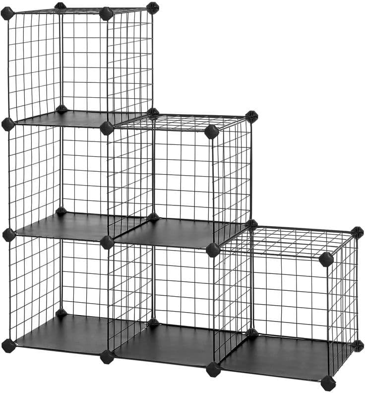 SONGMICS Metal Wire 6-Cube Storage Organizer, DIY Stackable Bookcase ...