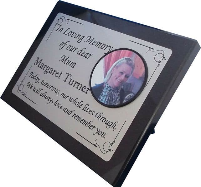 Personalised Black Granite memorial Stone grave marker photo cemetery ...