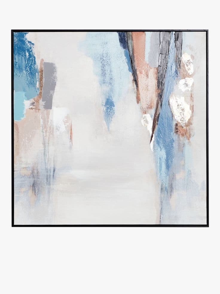 John Lewis Hand-Painted Framed Canvas, 100 x 100cm, Copper/Blue | John ...