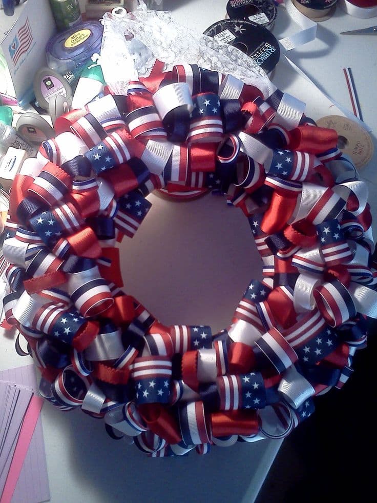 Patriotic ribbon wreath | Ribbon wreath, 4th of july wreath, Wreaths