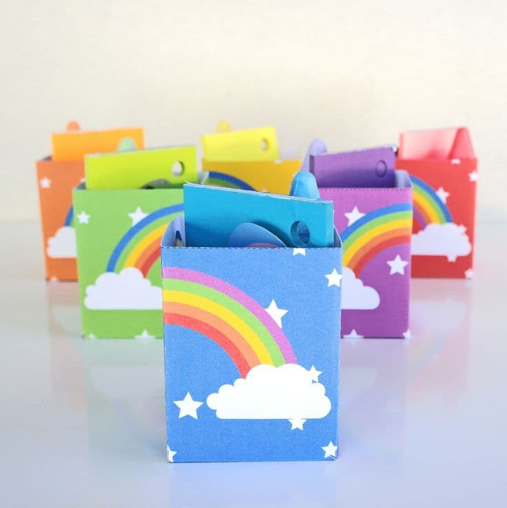 Rainbow Party Favor Boxes, INSTANT DOWNLOAD PRINTABLE Kids Rainbow ...
