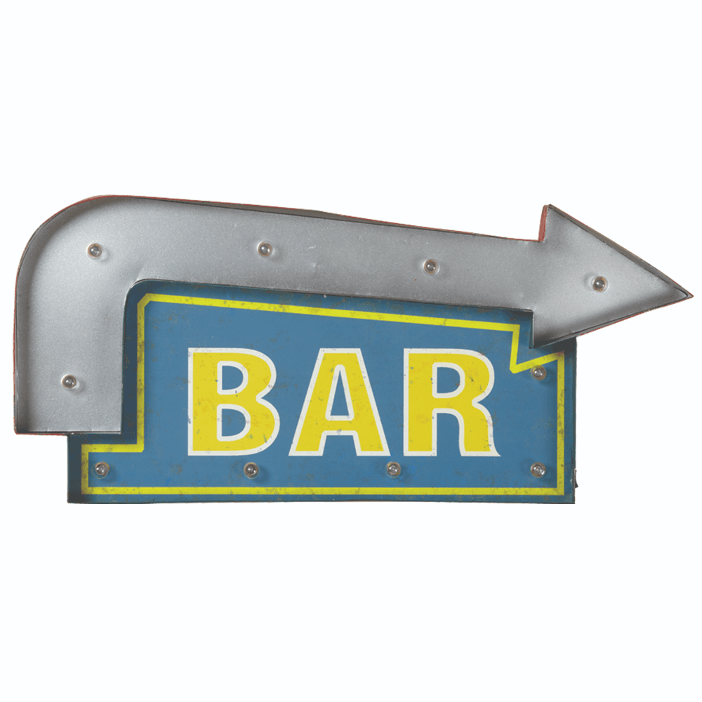 Bar Sign and Light | Bar signs, Arrow wall decor, Metal signs