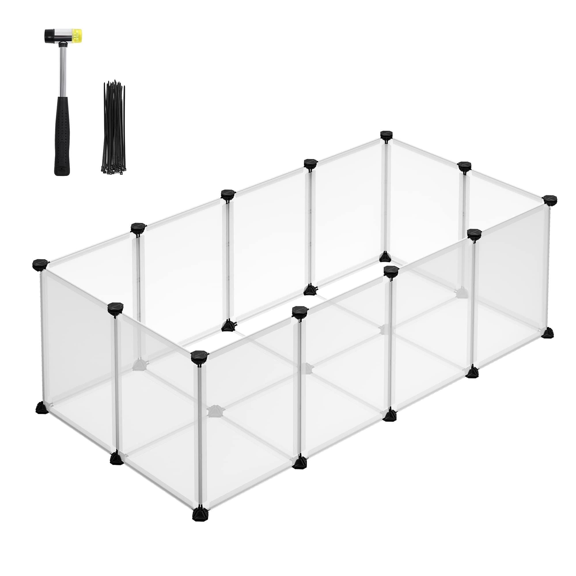 SONGMICS Pet Playpen with Floor, Small Animal Enclosure, DIY Plastic ...