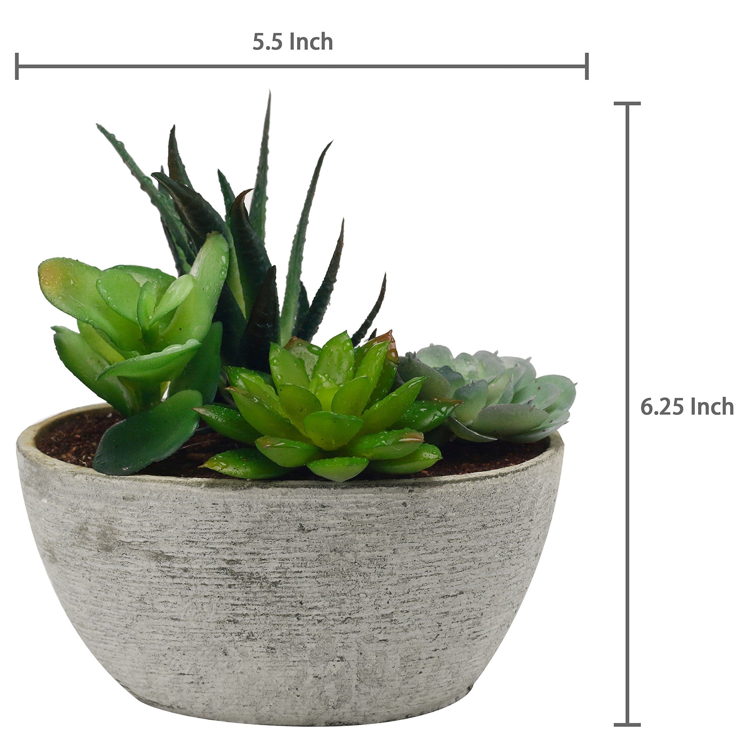 MyGift Decorative Artificial Succulent Plant Arrangement with Oval Gray ...
