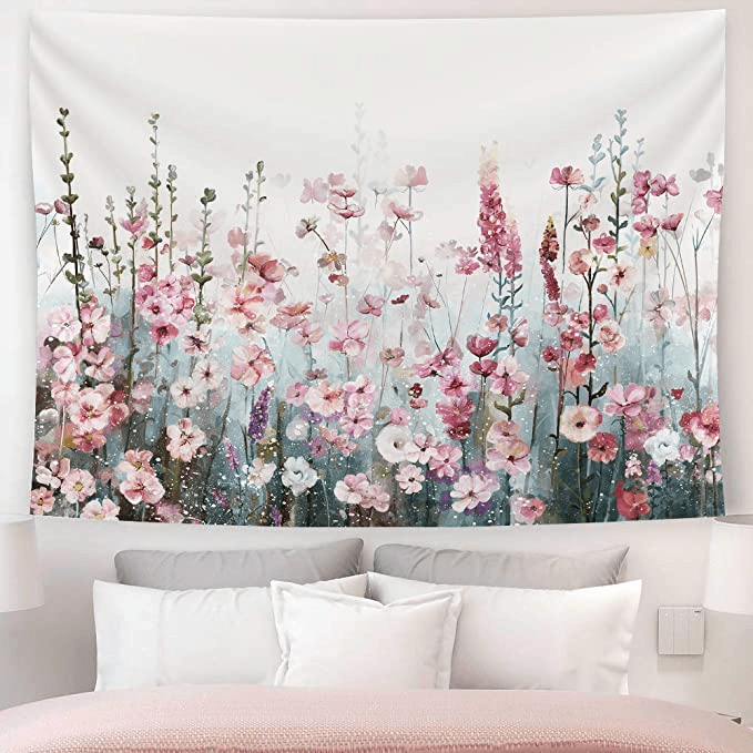 SUMGAR Colorful Flowers Tapestry Wall Hanging Pink Floral Romantic ...