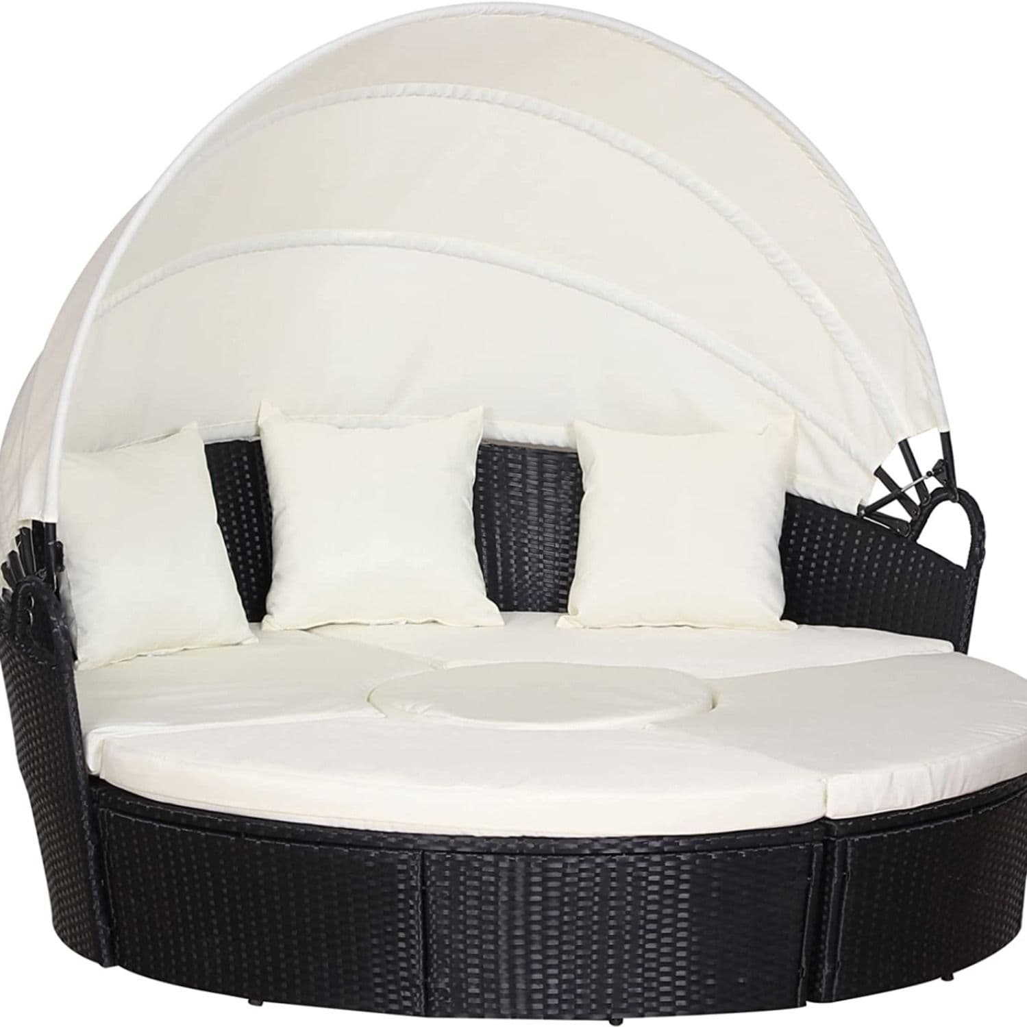 Outsunny Rattan Daybed with Retractable Canopy