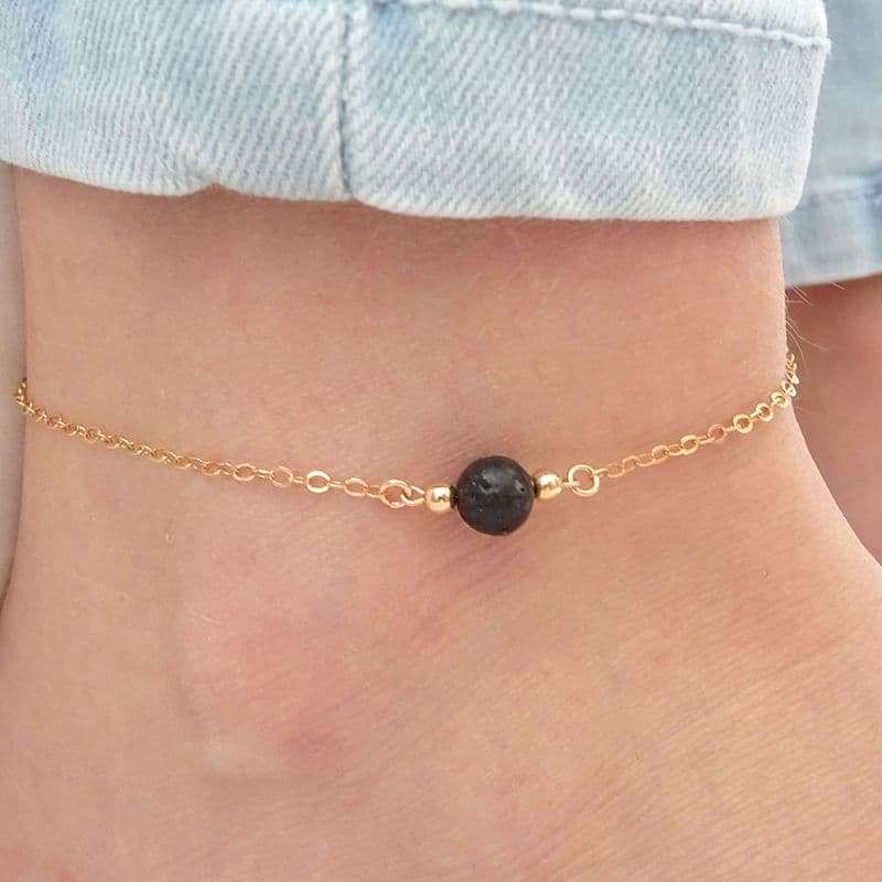 Lava stone anklet, Minimal Lava rock anklet, Essential Oil Diffuser ...