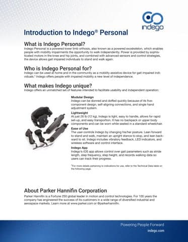 Indego Personal Data Sheet by Anatomical Concepts (UK) Ltd - Issuu