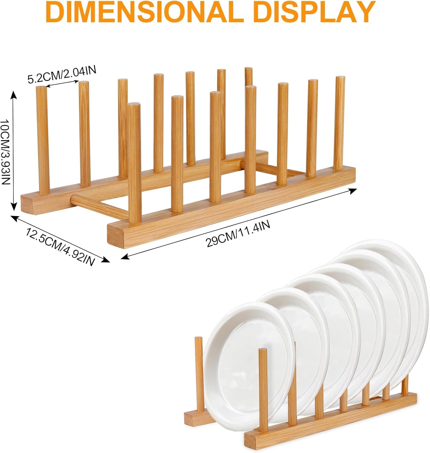 SAMEBUTECO Bamboo Wooden Dish Racks Plate Stand Holder Vertical India ...