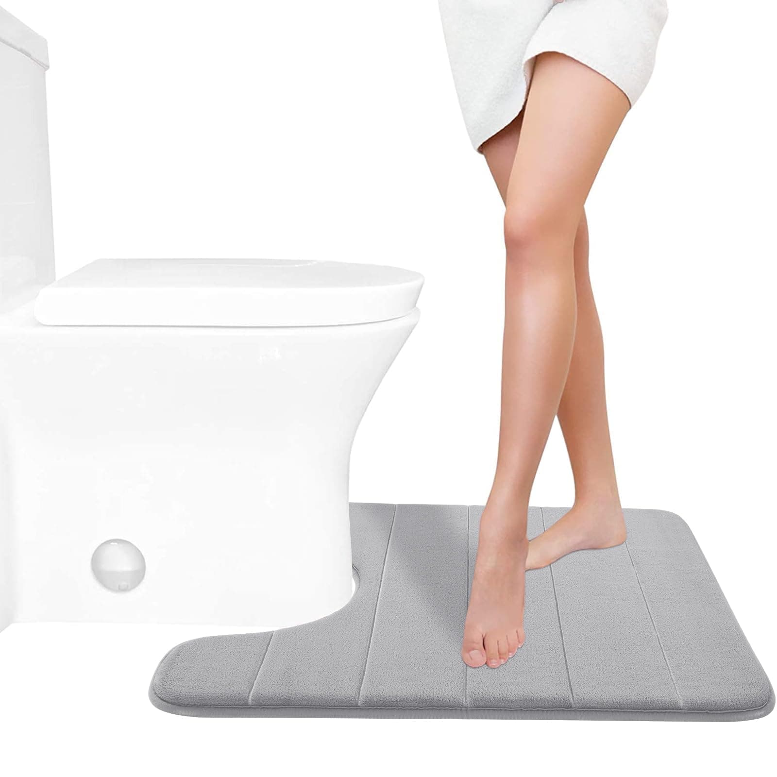 Yimobra Memory Foam Toilet Bath Mat U-Shaped, Commode Contour Rug, Soft ...