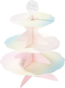 Talking Tables We Heart Pastels, 3 Tier Reversible Cake Stand, Paper, H37.5 x W30cm (complete with 4 different toppers)