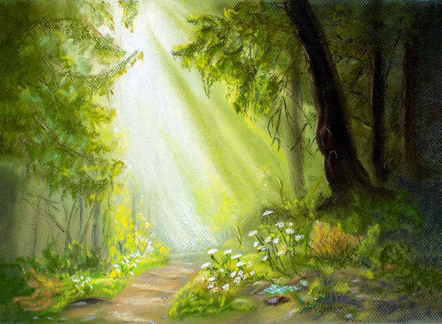 Green Forest Path Painting
