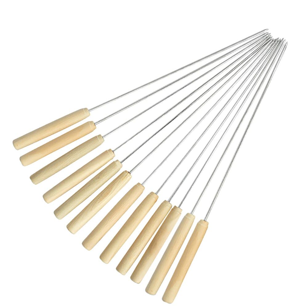 20 Pcs Grill Skewers with Wood Handle Stainless St... – Grandado