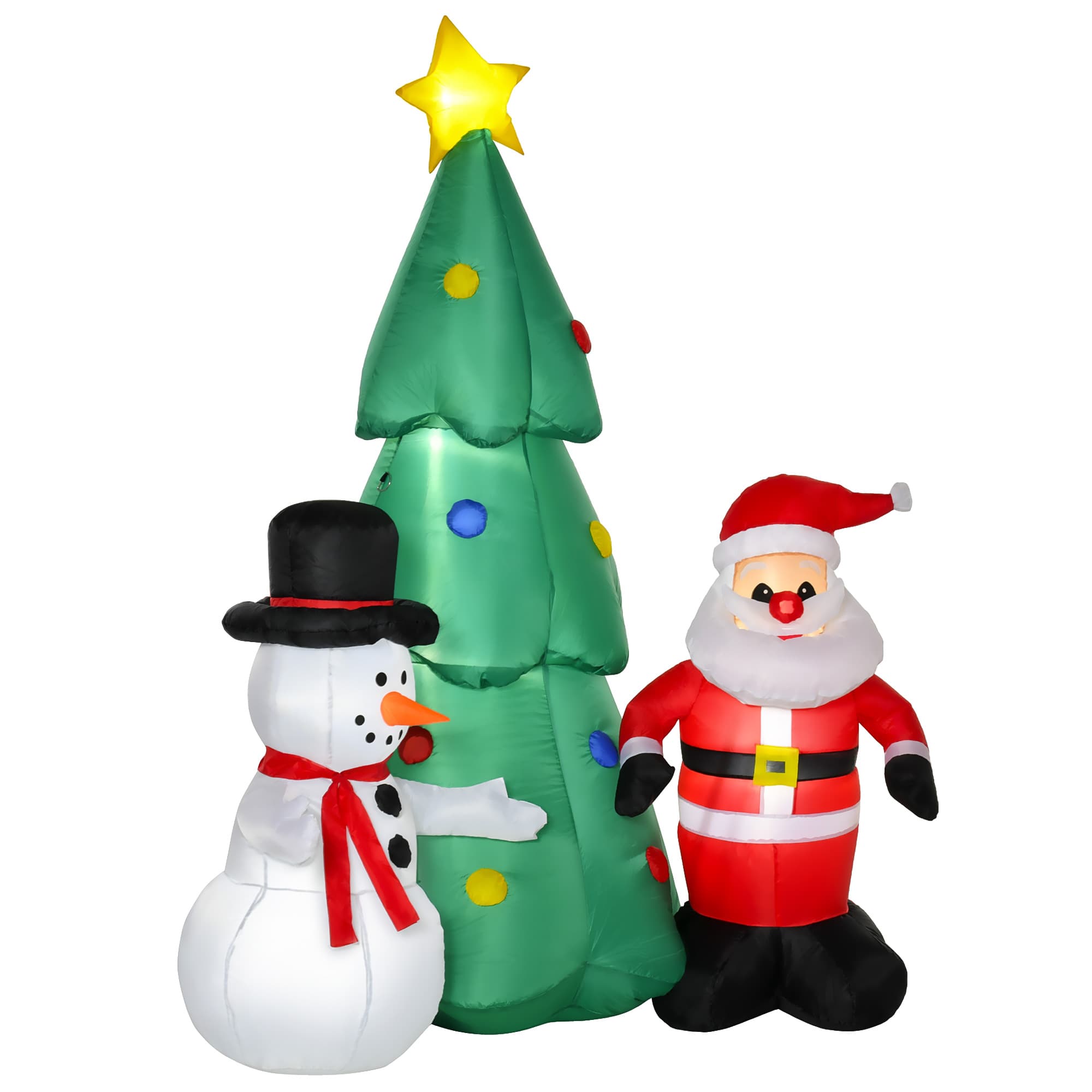 HOMCOM 6ft Christmas Inflatable Tree Santa Claus Snowmen, LED Lighted ...