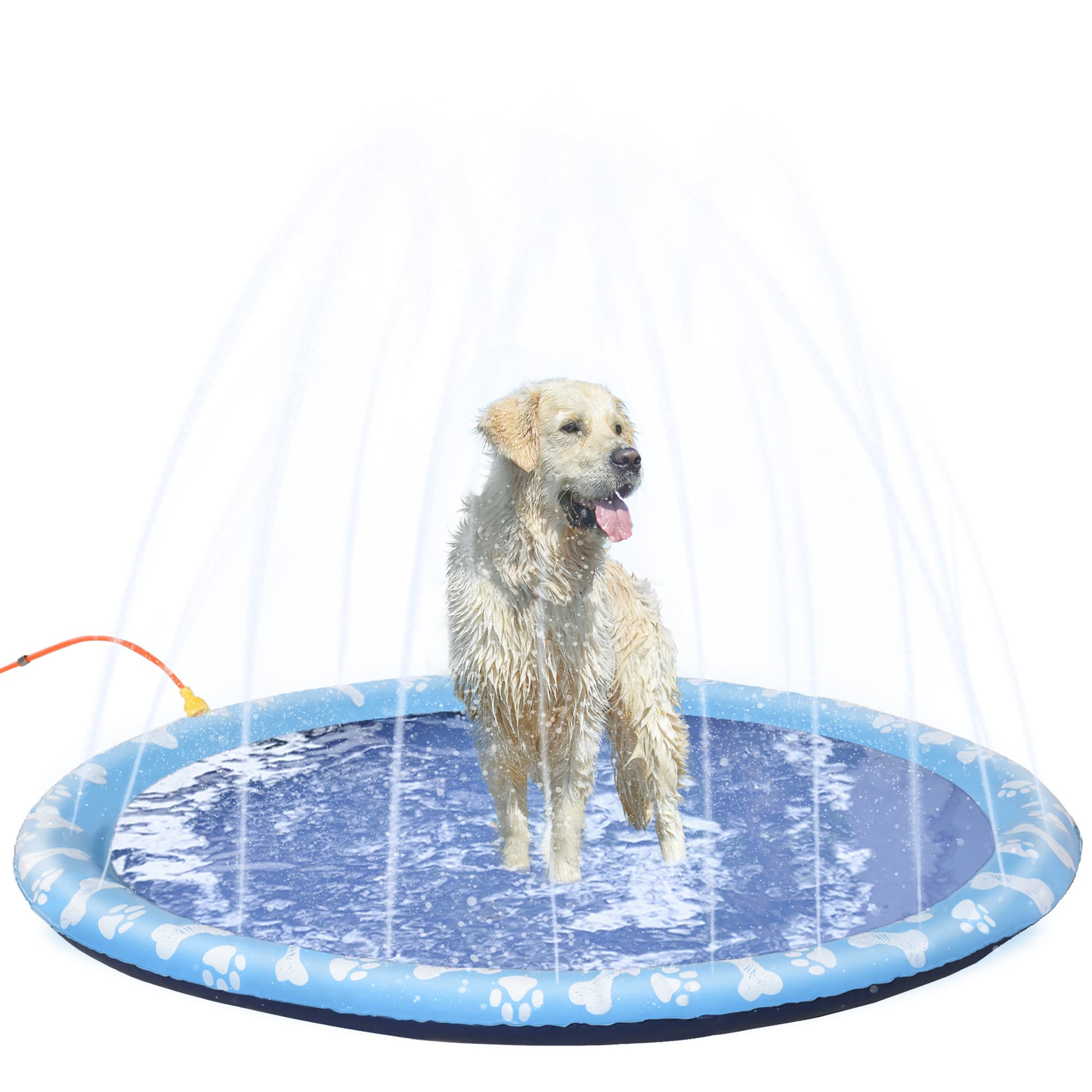 PawHut 170cm Splash Pad Sprinkler for Pets Dog Bath Pool Water Game Mat ...