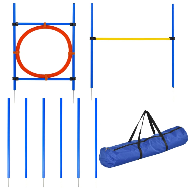 PawHut Dog Agility Equipment Set Training Obedience Jump Hurdle 6 Weave ...