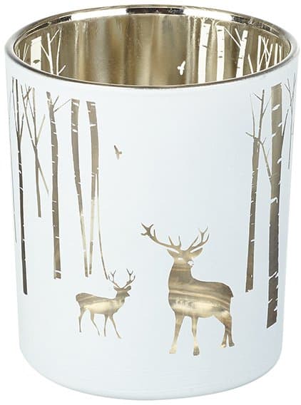 SFZ575B / White and Silver Woodland Scene Tlight Holder, 10cm | 49589 ...