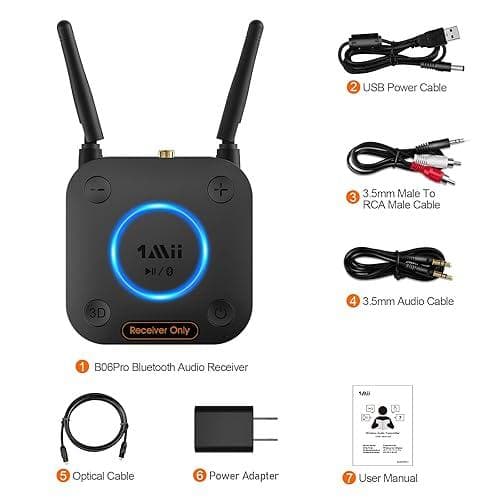 [Upgraded] 1Mii B06Pro Long Range Bluetooth Receiver, HiFi Wireless ...