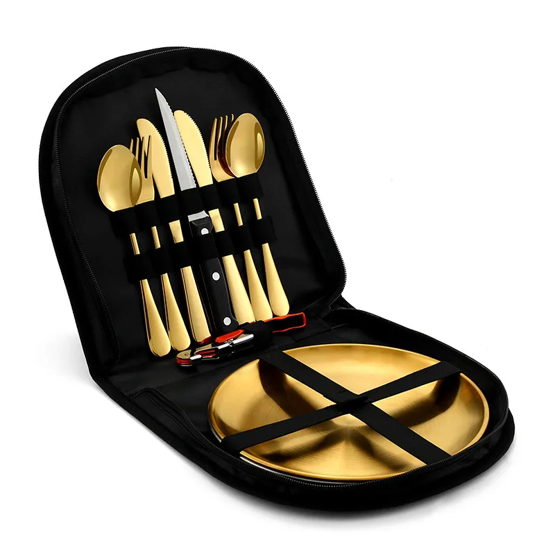 Portable Cutlery Set Stainless Steel Camping Utensils For Family Picnic ...