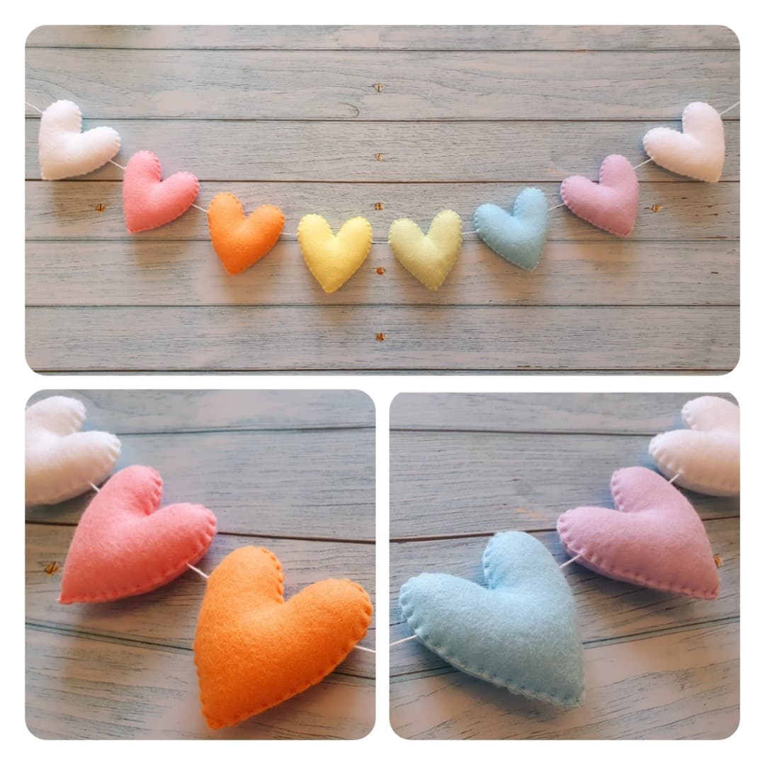 Guirlande de prénom en feutre pastel personnalisée Sew Heart Felt
