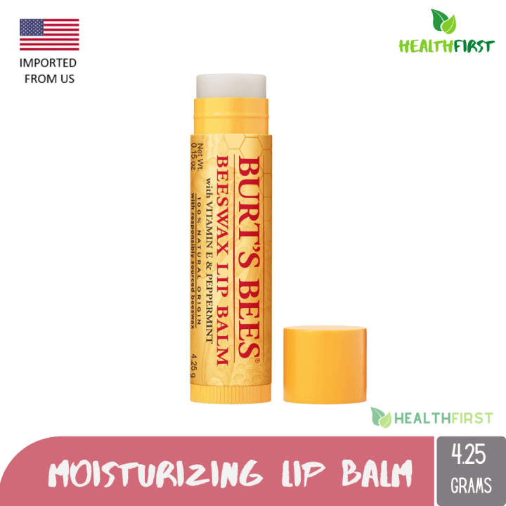 Burt's Bees 100% Natural Moisturizing Lip Balm in Original Beeswax, 4 ...
