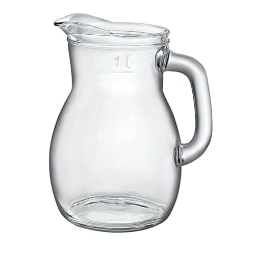 Bormioli Rocco Bistrot Jug oz., Set of 6 Beverage Pitcher, 33.75 oz, Clear