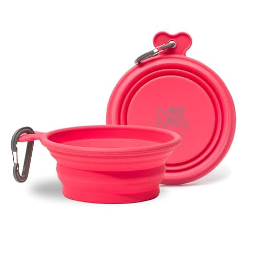 Messy Mutts Silicone Collapsible Bowl | Pet Travel Necessity | Portable Water or Food Dish | Pop Up Watering Bowl | Camping, Hiking, Walking Accessory | Large, 3 Cups | Watermelon