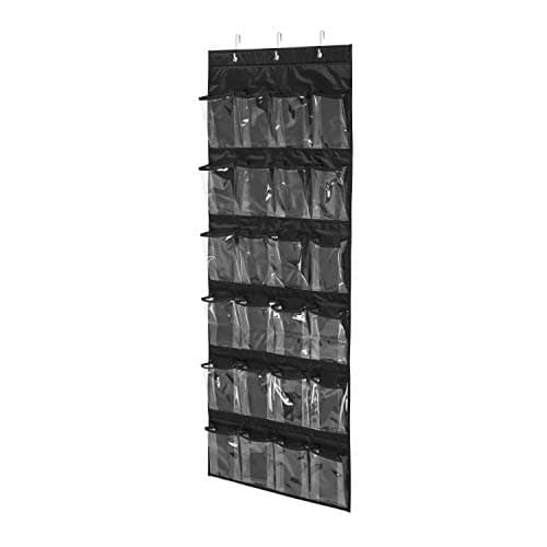 Honey-Can-Do SFT-01249 Over The Door Clear Shoe Organizer/Storage Rack, Black