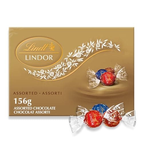 Lindt LINDOR Assorted Milk and Dark Chocolate Truffles, 156-Gram Box