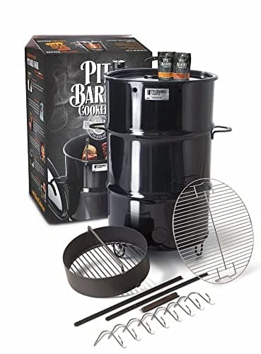 Pit Barrel Cooker Classic Package - 18.5 Inch Drum Smoker, Porcelain Coated Steel BBQ Grill - Includes 8 Hooks, 2 Hanging Rods, Grill Grate and More