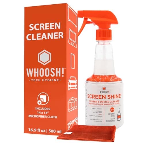 WHOOSH! 2.0 Screen Cleaner Kit - [New REFILLABLE 500ml] Best for Smartphones, iPads, Eyeglasses, TVs, LED, LCD, Computer, Laptop & Touchscreen - Include a Full 500ml Bottle + 1 Cloth