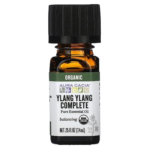 Aura Cacia 100% Pure Ylang Ylang Complete Essential Oil | Certified Organic, GC/MS Tested for Purity | 7.4ml (0.25 fl. oz.) | Cananga odorata