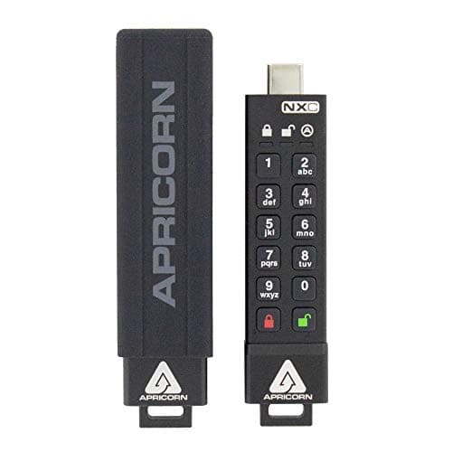 Apricorn Aegis Secure Key 3 NXC 4GB 256-bit Encrypted FIPS 140-2 Level 3 Validated Secure USB 3.0 Type C Flash Drive, ASK3-NXC-4GB, Black