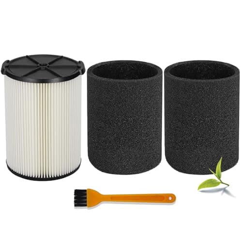 LVJUSEN VF4000 Replacement Filter for Ridgid Shop Vacuums 5-20 Gallon, Universal VF4000 Filter Fits Rigid Wet Dry Vac/Husky Shop Vacuum Filter 6-9 Gallon with Foam Sleeves-1 Pack