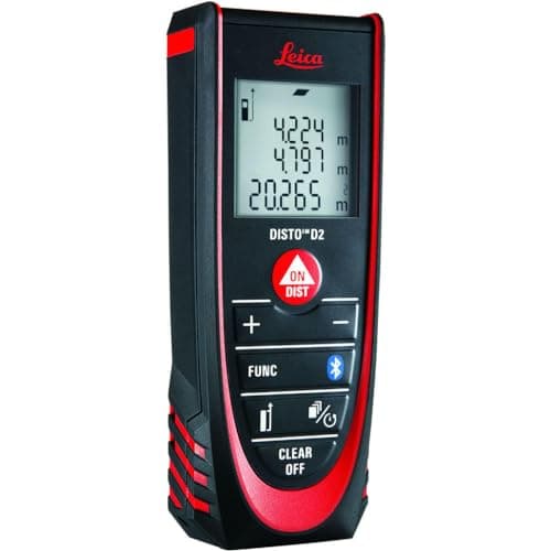 Leica Geosystems Leica DISTO D2 New 100m/330ft Metric Imperial Laser Distance Measure with Bluetooth 4.0 - Black/Red