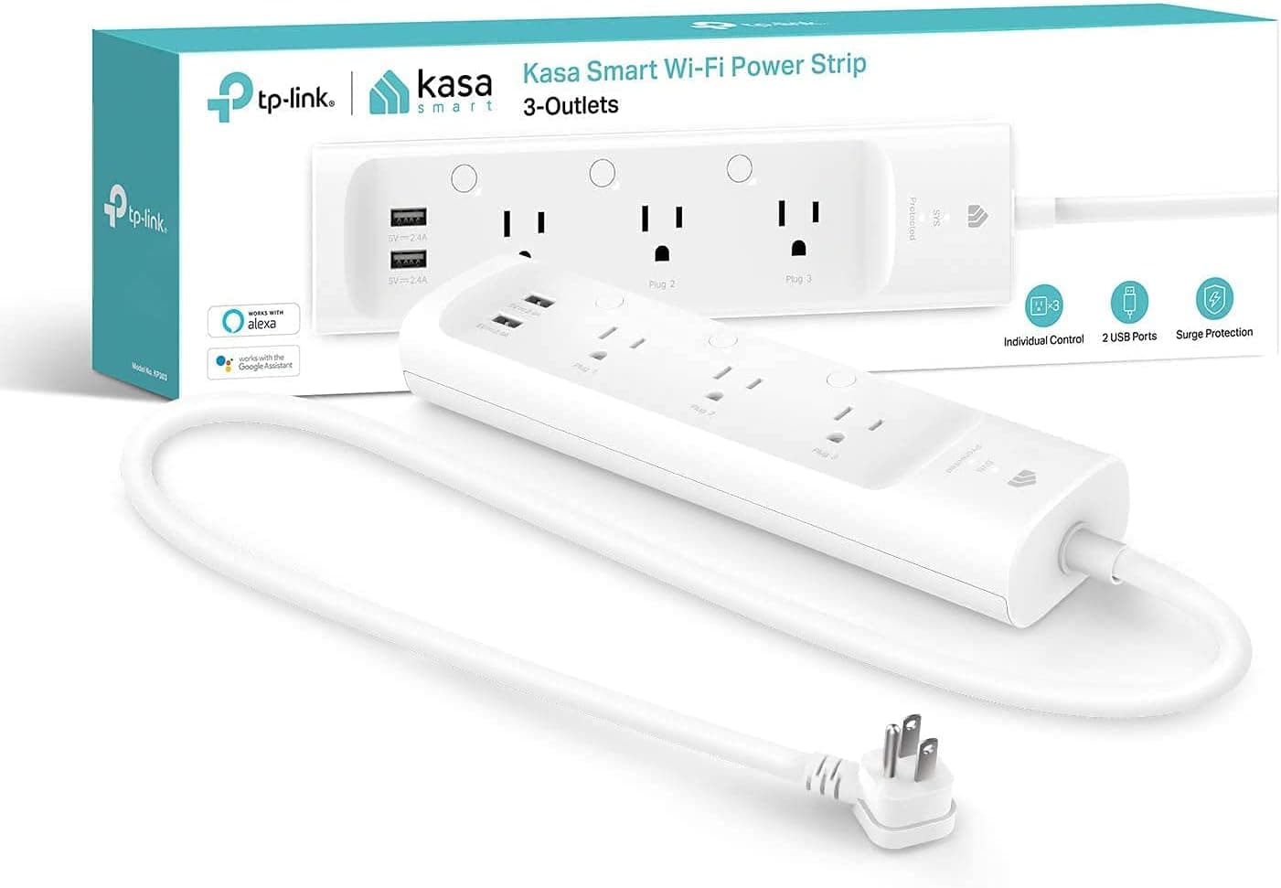 Kasa Smart Plug Power Strip by TP-Link (KP303) - Surge Protector with 3 ...